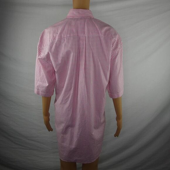 Peter Millar Pink White Grid Check Short Sleeve Button Down Dress Shirt Medium - Picture 10 of 10